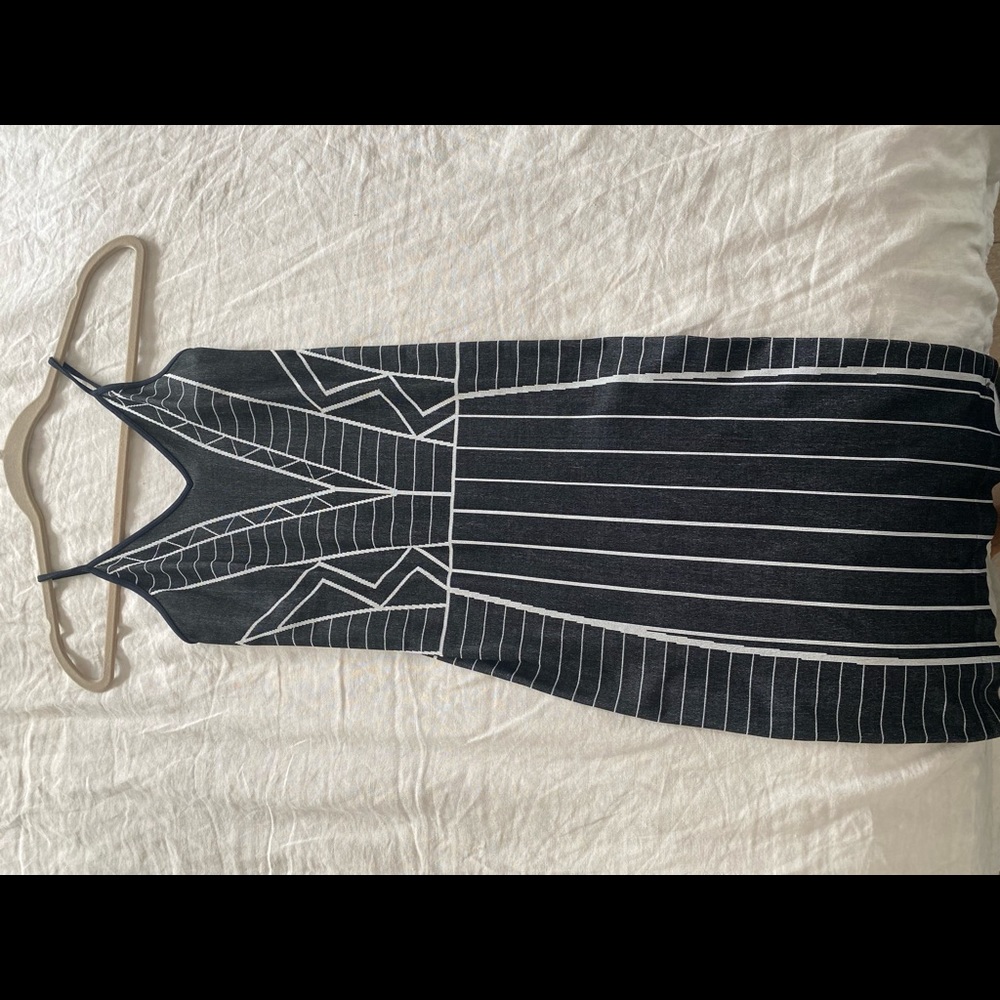 Black dress with white lines